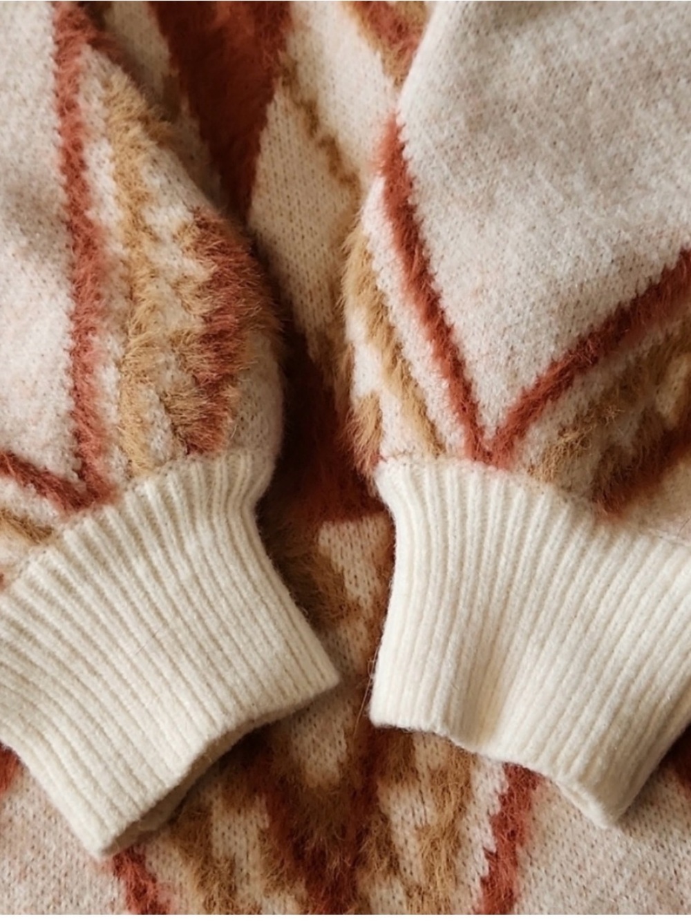 JODIFL Cream & Rust Aztec Open-Front Cardigan - Picture 3 of 7